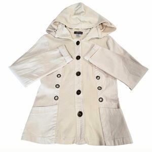 XCVI~Chic Womens~Cream~Hooded Jacket~Detachable Hood~Lightweight Cotton~SMALL